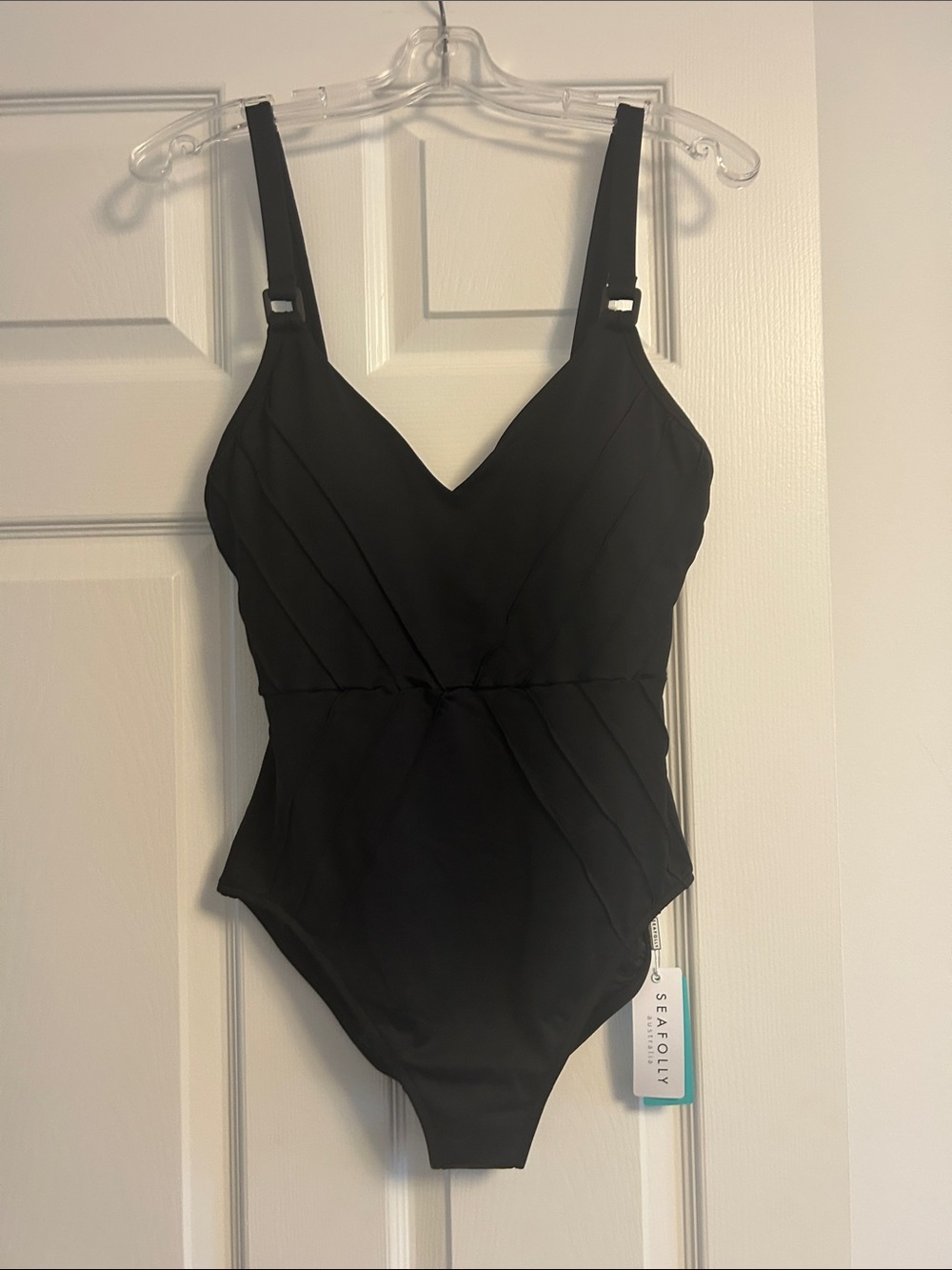 Seafolly Black Ruched Front One-Piece Swimsuit - Picture 1 of 4